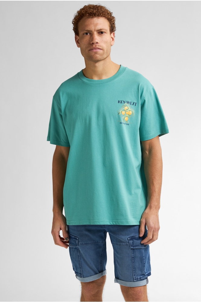 T SHIRT MET RUG PRINT M 1050 TSR649 6169 Aqua Green